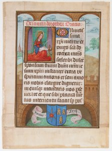 Manuskriptblad med Saint Dorothy, fra en timebog, ca. 1500. af Unbekannt