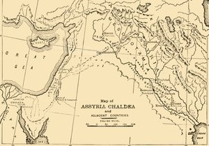 Kort over Assyrien, Kaldæa og tilstødende lande, 1890. af Unbekannt