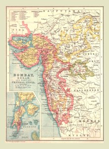 Kort over Bombay, Berar og en del af det centrale Indien, 1902. af Unbekannt