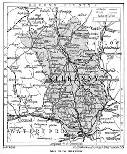 Kort over County Kilkenny, Irland, 1924-1926 af Unbekannt