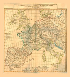 Kort over Europa, 1821. af Unbekannt