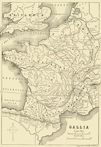 Kort over Gallien og en del af Storbritannien, 1890. af Unbekannt