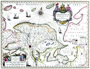 Kort over Groningen, Holland, 1600-tallet af Unbekannt