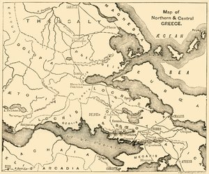 Kort over det nordlige og centrale Grækenland, 1890. af Unbekannt
