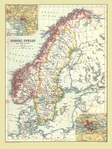 Kort over Norge og Sverige, 1902. af Unbekannt