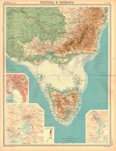 Kort over Victoria og Tasmanien af Unbekannt
