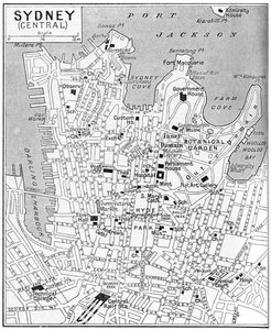 Kort over det centrale Sydney, New South Wales, Australien, c1924 af Unbekannt