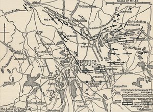 Kort over slaget ved Eylau, 1807, 1896 af Unbekannt