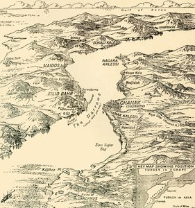 Kort over Dardanellerne, Første Verdenskrig, 1915, c1920. af Unbekannt