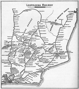Kort over Leopoldina Railway System, 1914. af Unbekannt