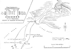 Kort over marts til El Teb, 28.-29. februar 1884, c1881-85 af Unbekannt