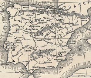 Kort over den spanske kampagne, c1807-1814, 1896 af Unbekannt