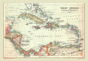 Kort over Vestindien og Mellemamerika, 1902. af Unbekannt