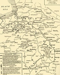 Kort over grænsen mellem Rusland og Tyrkiet, Første Verdenskrig, c1920. af Unbekannt