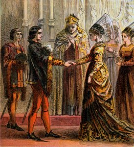 Ægteskab med Henrik V, 1420, c1850 af Unbekannt