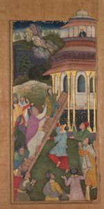 Maria går op ad trappen til templet fra et Mirat al-quds hellighedsspejl..., 1602-1604. af Unbekannt