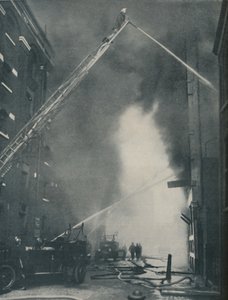 Massed Forces of the Modern Fire-Fighter Pitted Against a City Blaze, c1935 af Unbekannt