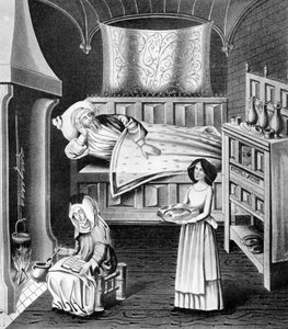 Matrone og tjener i sygekammeret, c1470, 1910 af Unbekannt