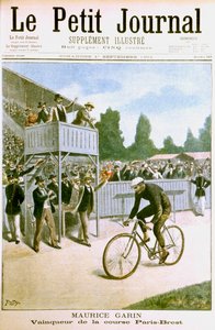 Maurice Garin vandt Paris-Brest cykelløbet, 1901 af Unbekannt
