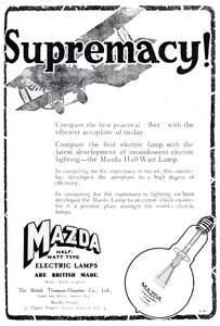 Mazda halv-watt type elektriske lamper Annonce, 1919 af Unbekannt