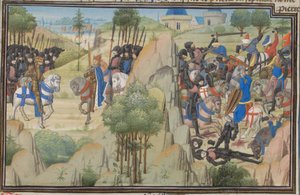 Møde mellem Conrad III af Tyskland og Louis VII af Frankrig. Miniature fra Historia af Vilhelm af Tyrus, 1460