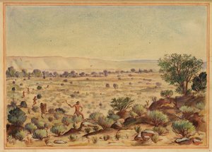 Mænd, der jager kaniner, 20. århundrede. af Unbekannt