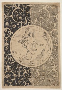 Kviksølv i en dekorativ ramme med grotesker, ca. 1600-1630. af Unbekannt