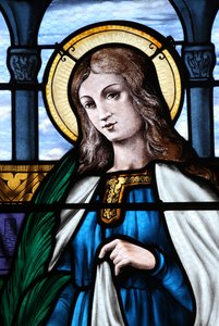 Mezilles kirke. Glasmosaik vindue. Sainte Eliane. Frankrig af Unbekannt