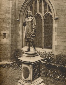 Miltons-statue uden for sit eget gravsted i byen, c1935. af Unbekannt