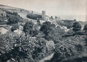 Minehoved - Udsigt over landsbyen og kirken, 1895 af Unbekannt