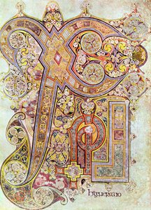 Monogramside fra Book of Kells Christi Autem Generatio, c800 af Unbekannt