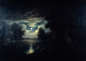 Månen reflekteret i en sø, 1600-tallet af Unbekannt