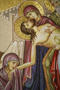 Mosaik af Kristi død i Den Hellige Gravs Kirke, Jerusalem, Israel af Unbekannt