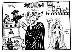 Moder Shipton 1488-c1560 profeterer kardinal Wolseys død af Unbekannt