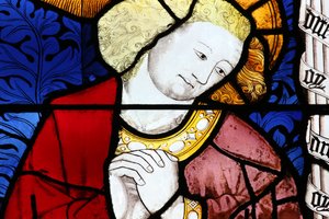 Moulins katedral. Glasmosaik vindue. St John, 20160603, Moulins, Europa af Unbekannt