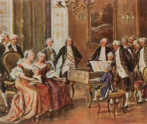 Mozart optræder for kejserinde Maria Theresia, 1. oktober 1762, 1936. af Unbekannt
