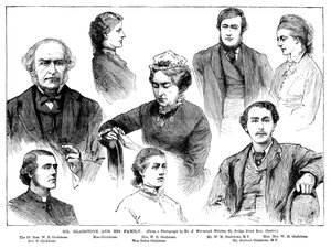 Gladstone og hans familie, 1800-tallet af Unbekannt