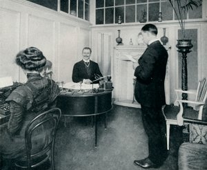 Hr. Sandow Atending To His Days Correspondence, c1898 af Unbekannt