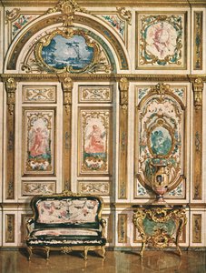 Vægmaleri dekoration i slottet Fontainebleau, Frankrig, 1928. af Unbekannt