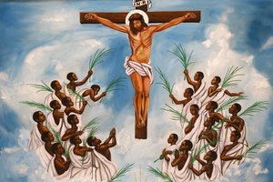 Namugagna katolske martyrhelligdom, Kampala. Church Fresco, TO160217, Kampala, Uganda af Unbekannt