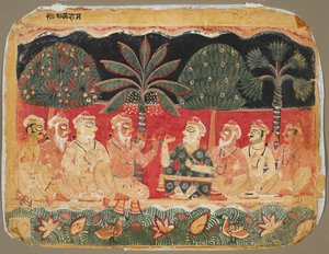 Nanda and the Elders, side fra en Bhagavata Purana, ca. 1525. af Unbekannt