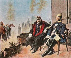 Napoleon III og Bismarck i væverhytten i Donchery, 2. september 1870, 1936. af Unbekannt