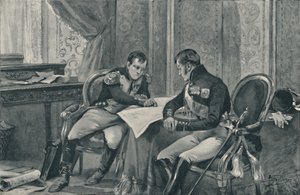 Napoleon og Alexander ved Tilsit studerer Europa-kortet, 1807, 1896 af Unbekannt
