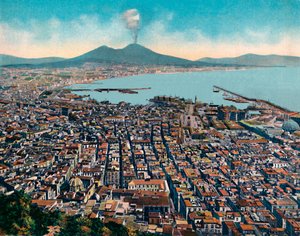 Napoli - Panorama fra San Martino, Udsigt fra San Martino, c1900. af Unbekannt