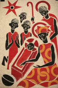 Fødselskirken Keur Moussa klosterkirkens fresko blev designet og malet i 1963 af Dom Georges Saget Keur Moussa Senegal af Unbekannt