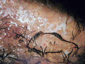 Neolitisk hulemaleri af en såret bison af Unbekannt