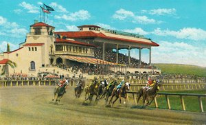 Nyt klubhus og Grand Stand, Agua Caliente Jockey Club, c1939 af Unbekannt