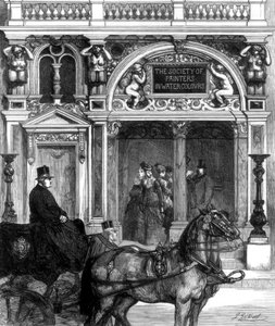 Ny indgang til galleriet i Society of Painters, Pall Mall East, London, 1875 af Unbekannt