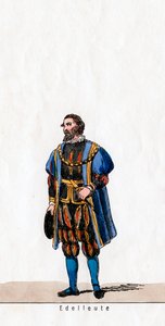 Adelsmand, kostumedesign til Shakespeares skuespil, Henry VIII, 1800-tallet af Unbekannt