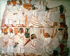 Tilbud Scene, vægmaleri, egyptisk af Unbekannt